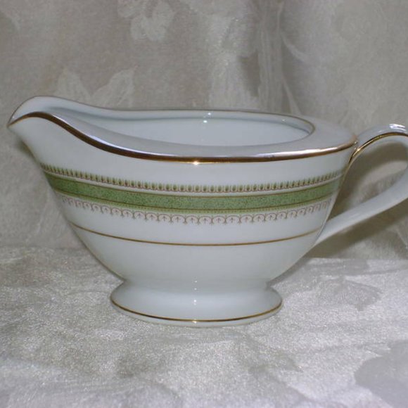 Vintage Noritake China Enchantress Creamer 2066 Green Band Gold Discontinued - Picture 7 of 9